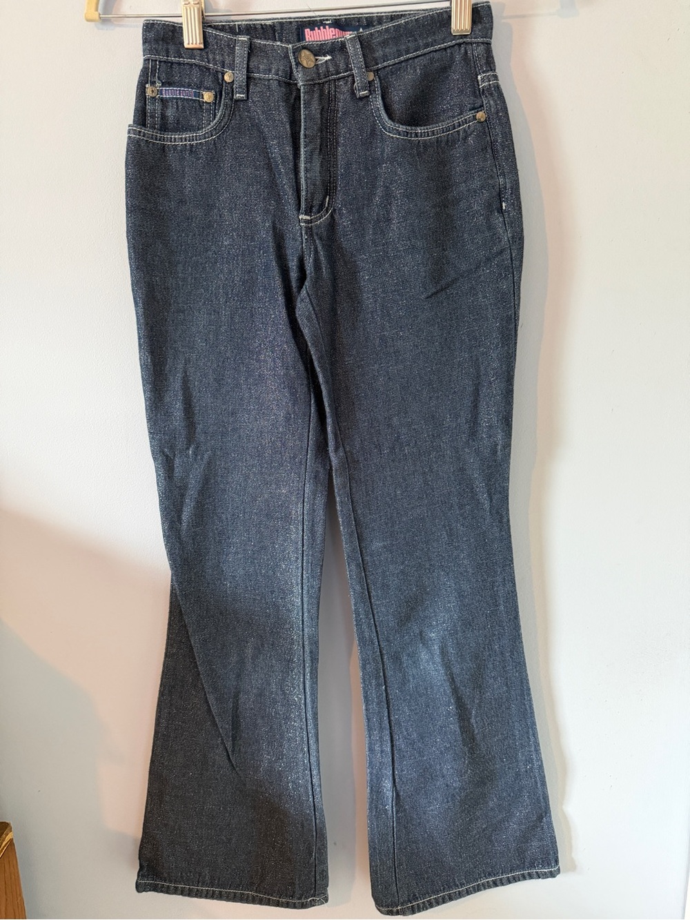 Bubblegum Low-rise Dark Wash Flare Jeans with Glitter